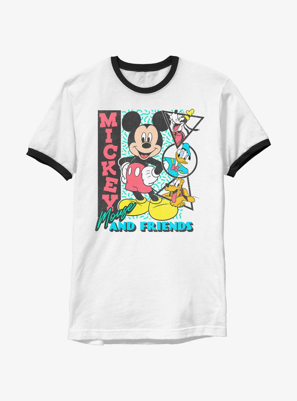 Mickey Mouse Friends Retro Shapes Ringer T-Shirt