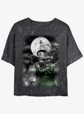 spooky holiday Jack Night Sky Moon Girls Mineral Wash Crop T-Shirt
