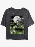 spooky holiday Scary Night Girls Mineral Wash Crop T-Shirt