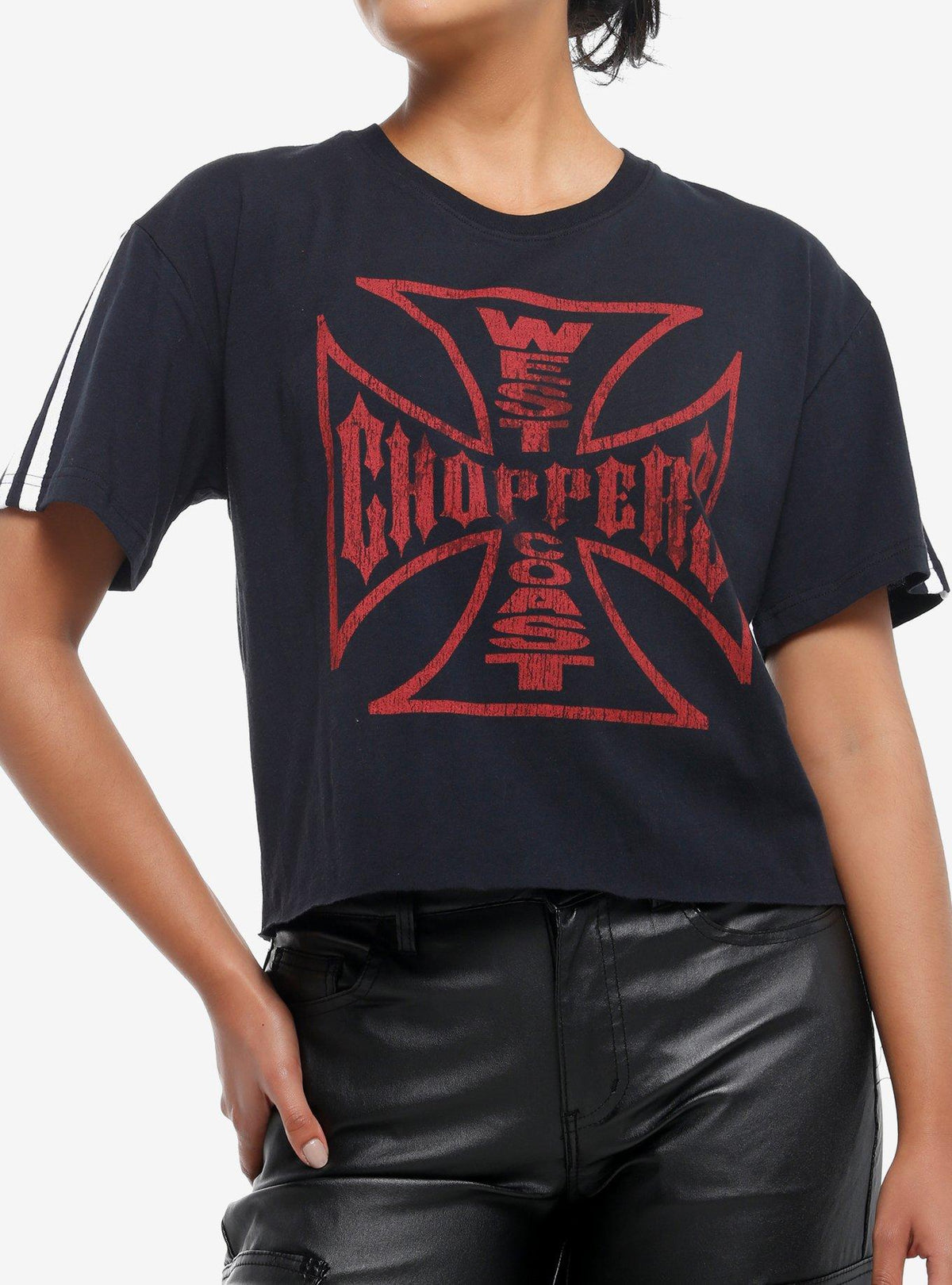 West Coast Choppers Stripe Girls Crop T-Shirt