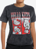 cute kitty Collage Mineral Wash Girls Skimmer T-Shirt