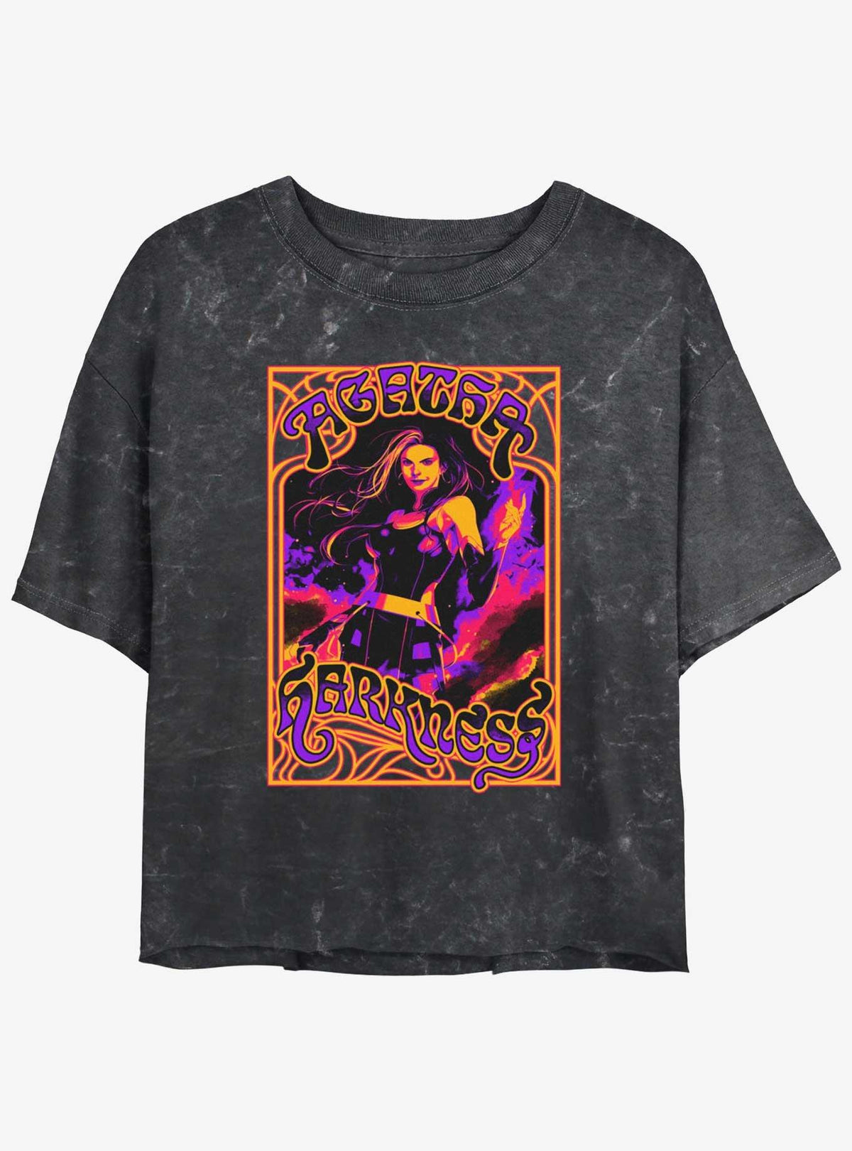 Agatha Retro Poster Style Mineral Wash Girls Crop T-Shirt