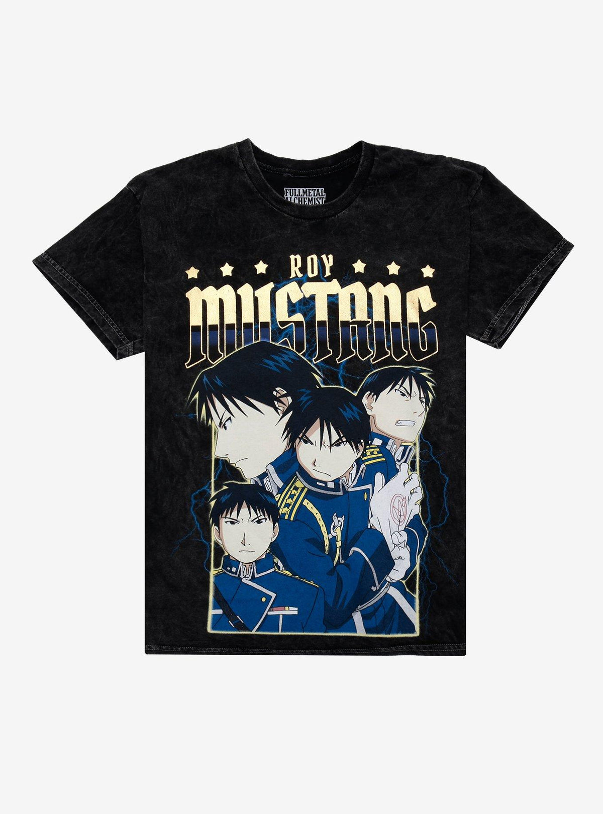 fantasy alchemist Brotherhood Roy Mustang Gold Foil Dark Wash T-Shirt