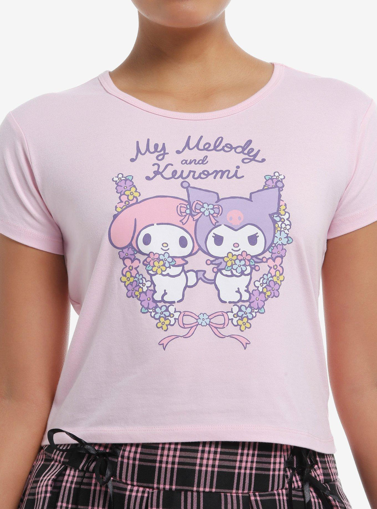 My Melody Kuromi Floral Ribbon Girls Baby T-Shirt