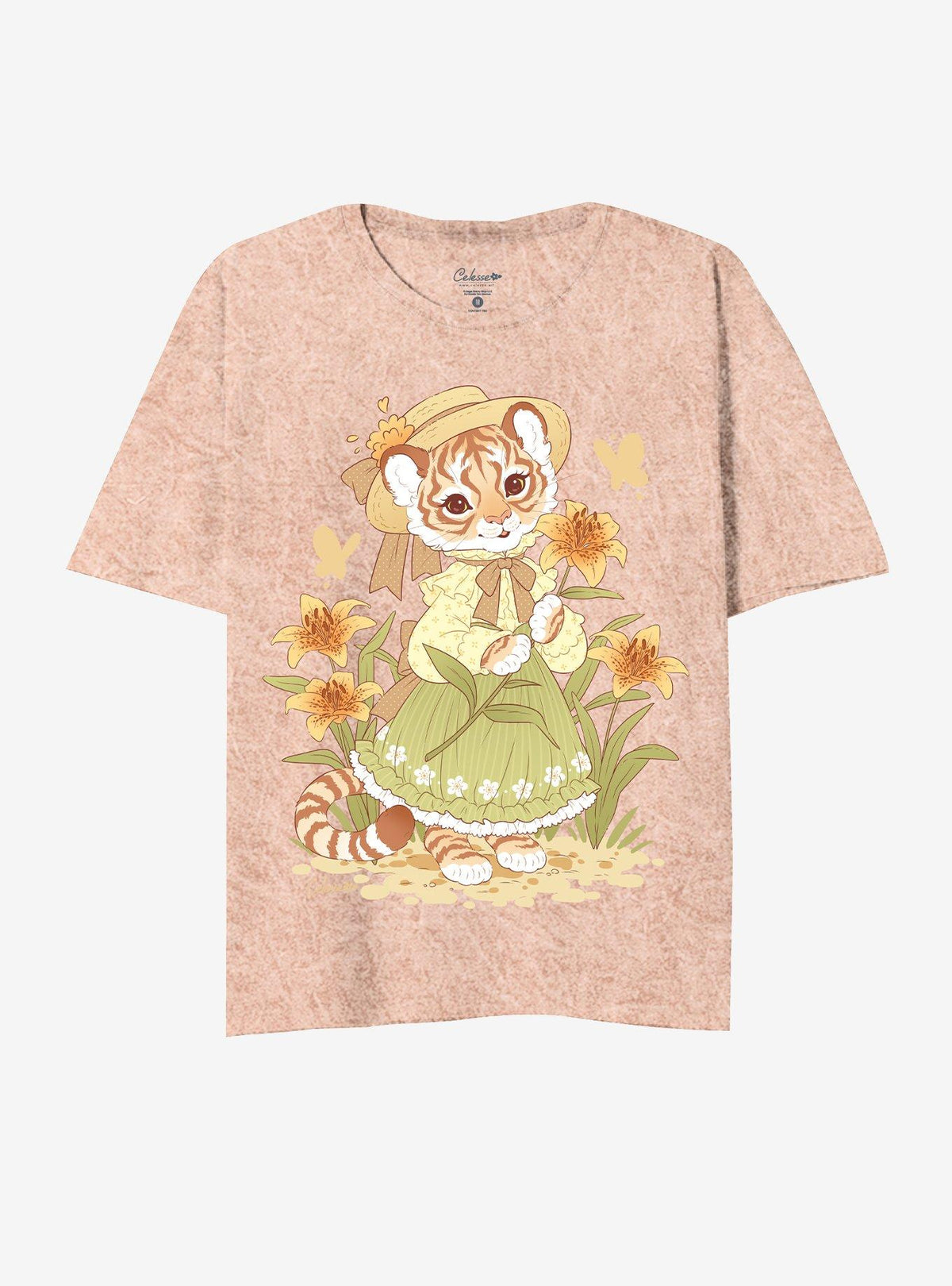 Tiger Flower Girl Tie-Dye Relaxed Fit Girls T-Shirt By Little Celesse