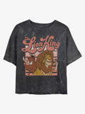 The Lion King Group Retro Stripe Girls Mineral Wash Crop T-Shirt