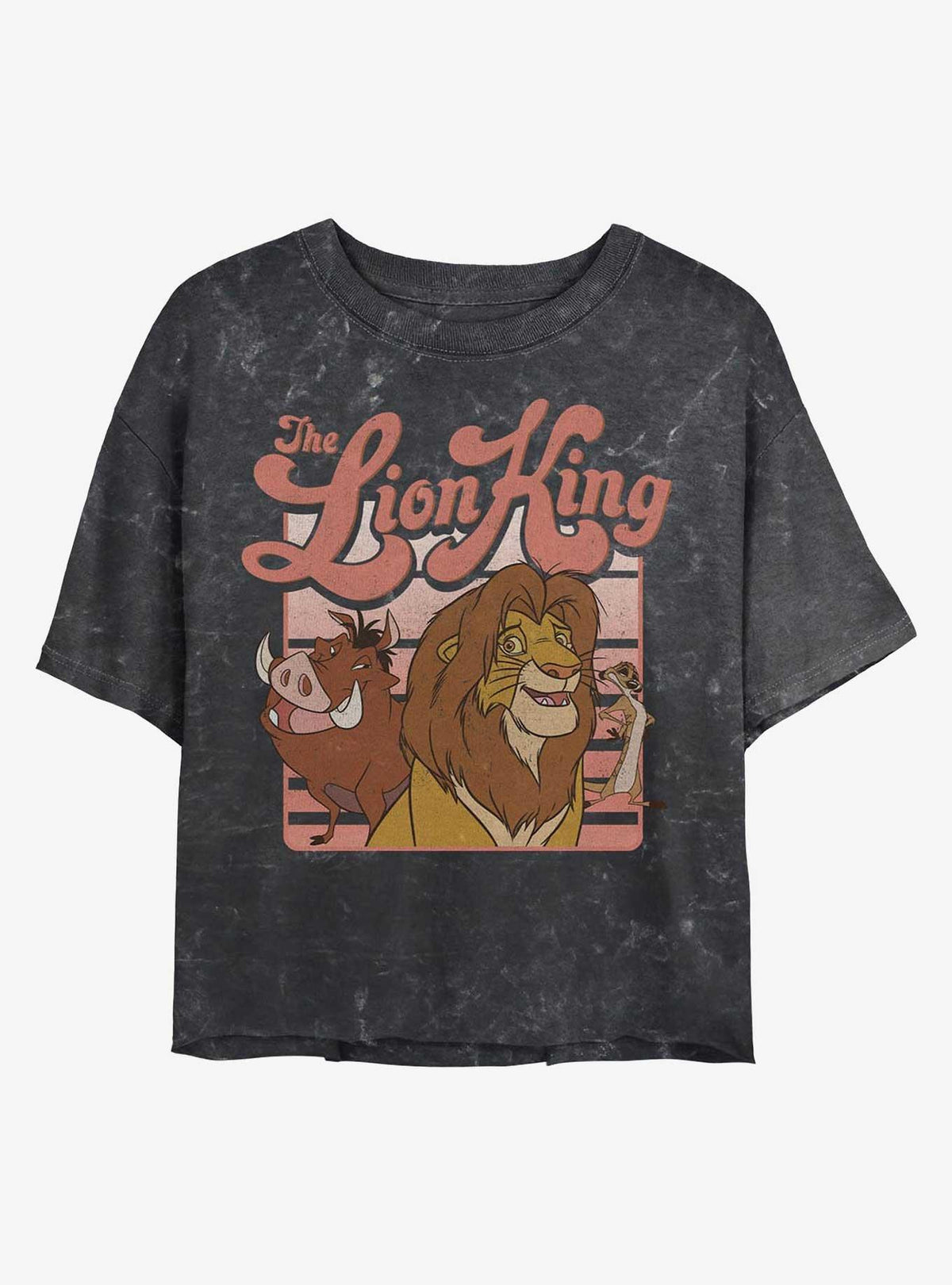 The Lion King Group Retro Stripe Girls Mineral Wash Crop T-Shirt