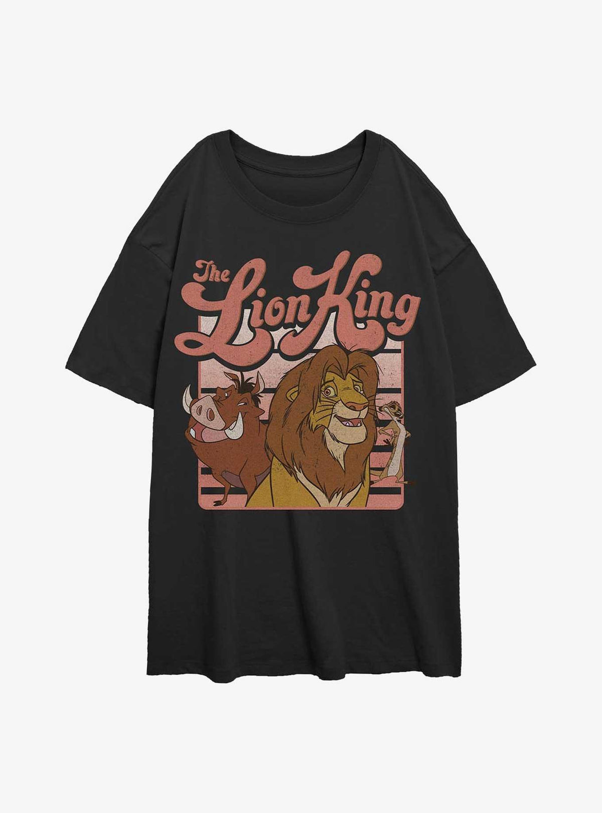The Lion King Group Retro Stripe Girls Oversized T-Shirt