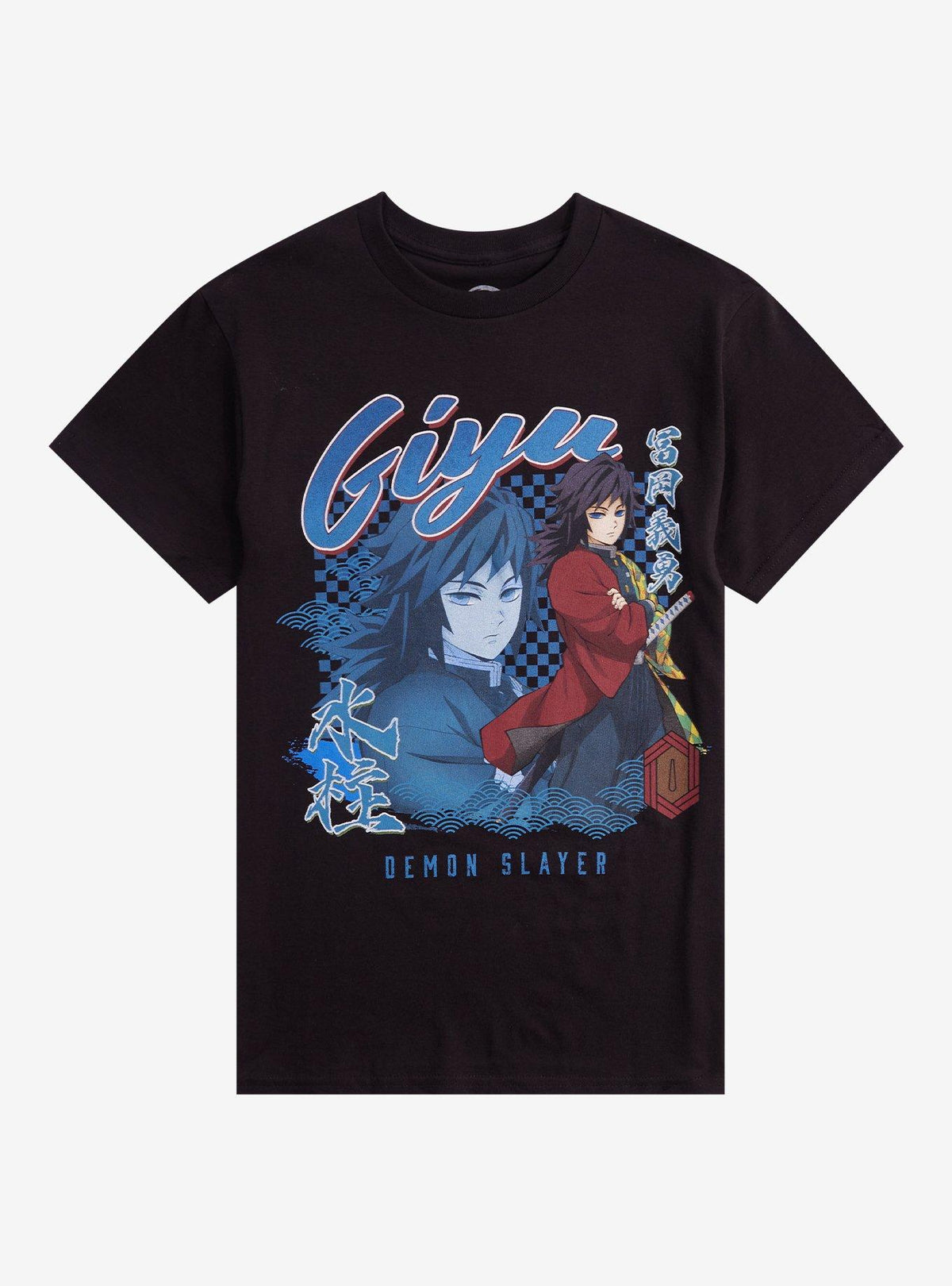 anime swordsman Kimetsu No Yaiba Giyu Tomioka Checkered Girls T-Shirt