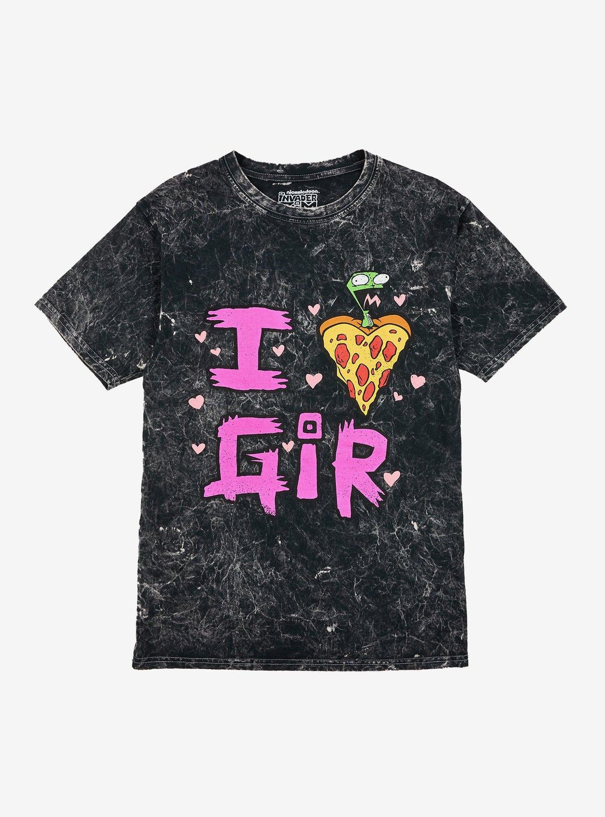 Invader Zim I Heart GIR Mineral Wash Girls T-Shirt