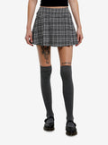 Social Collision Black White Plaid Pleated Mini Skirt