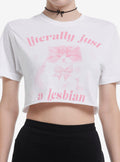 Literally A Lesbian Cat Crop T-Shirt By Goodie Two Sleeves