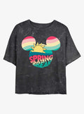 Mickey Mouse Retro Spring Break Girls Mineral Wash Crop T-Shirt