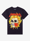 Metallica Flaming Skull Flower Puff Paint T-Shirt