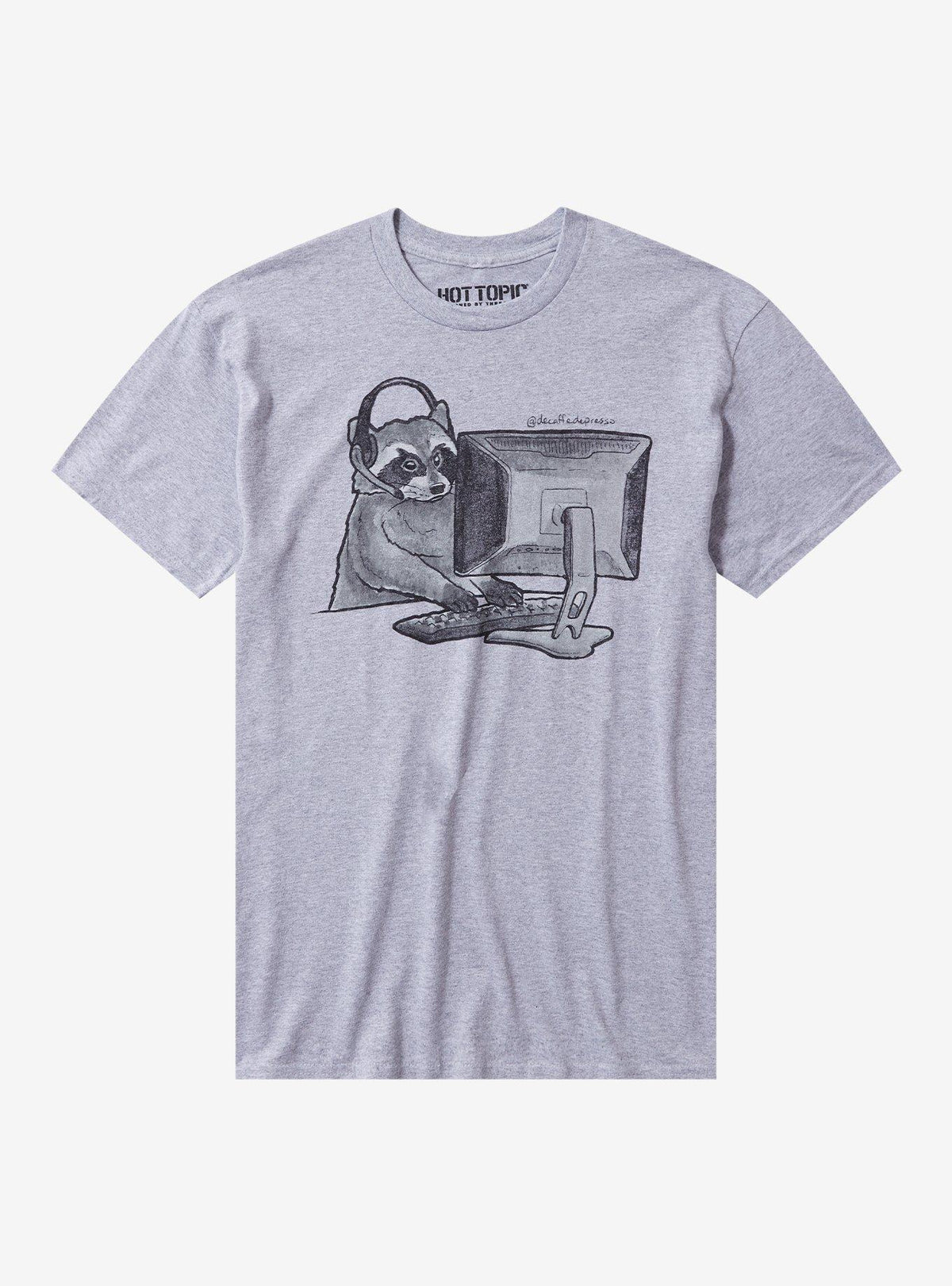 Raccoon Gaming T-Shirt By Decaffedepresso