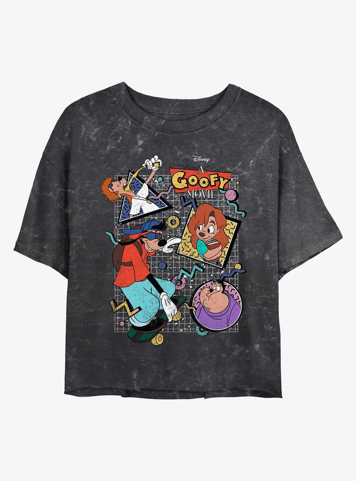 A Goofy Movie Retro Icons Girls Mineral Wash Crop T-Shirt