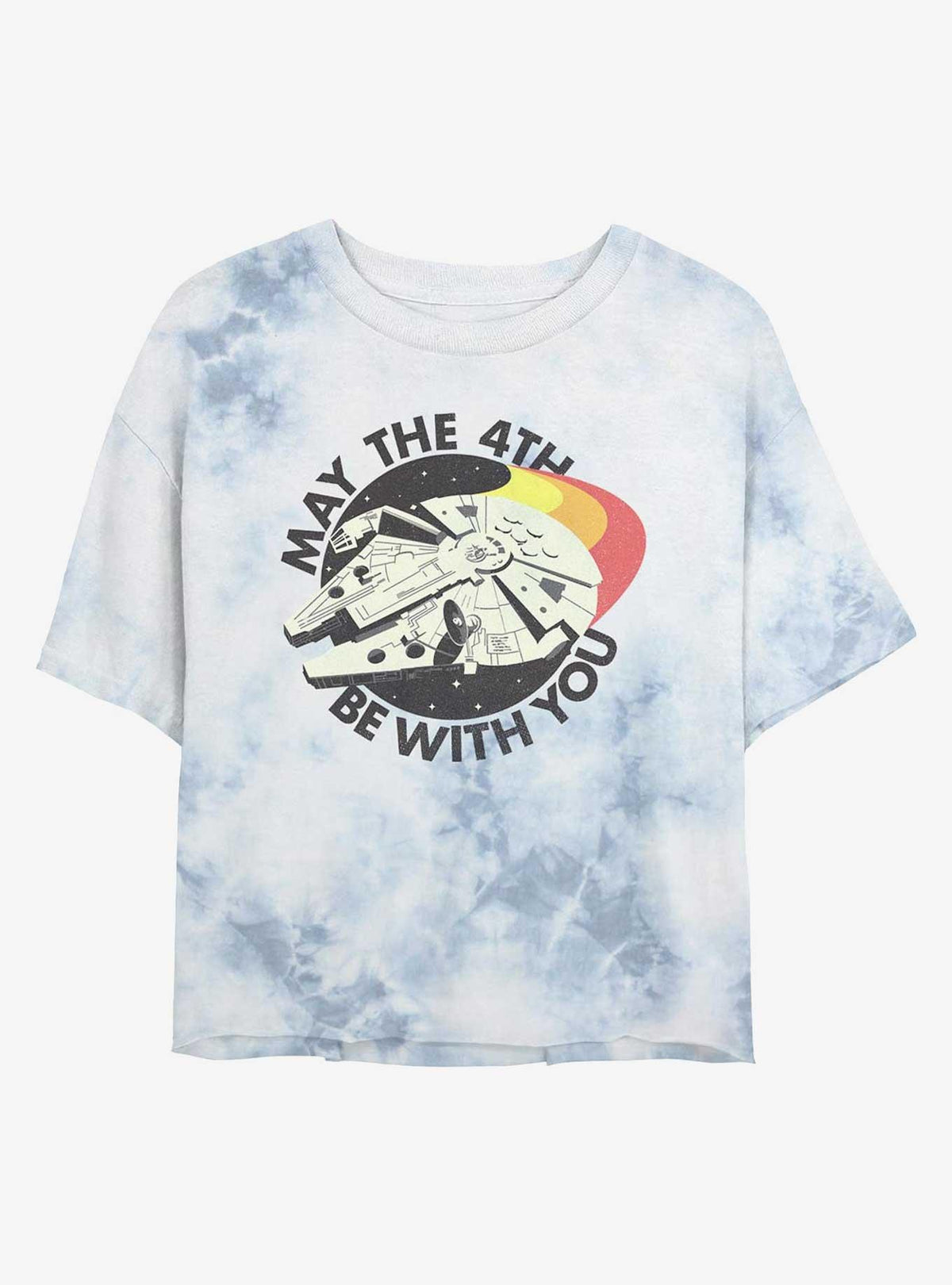 space adventure Retro May Falcon Girls Tie-Dye Crop T-Shirt