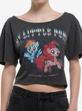 cute pony Metal Off-The-Shoulder Girls Crop T-Shirt