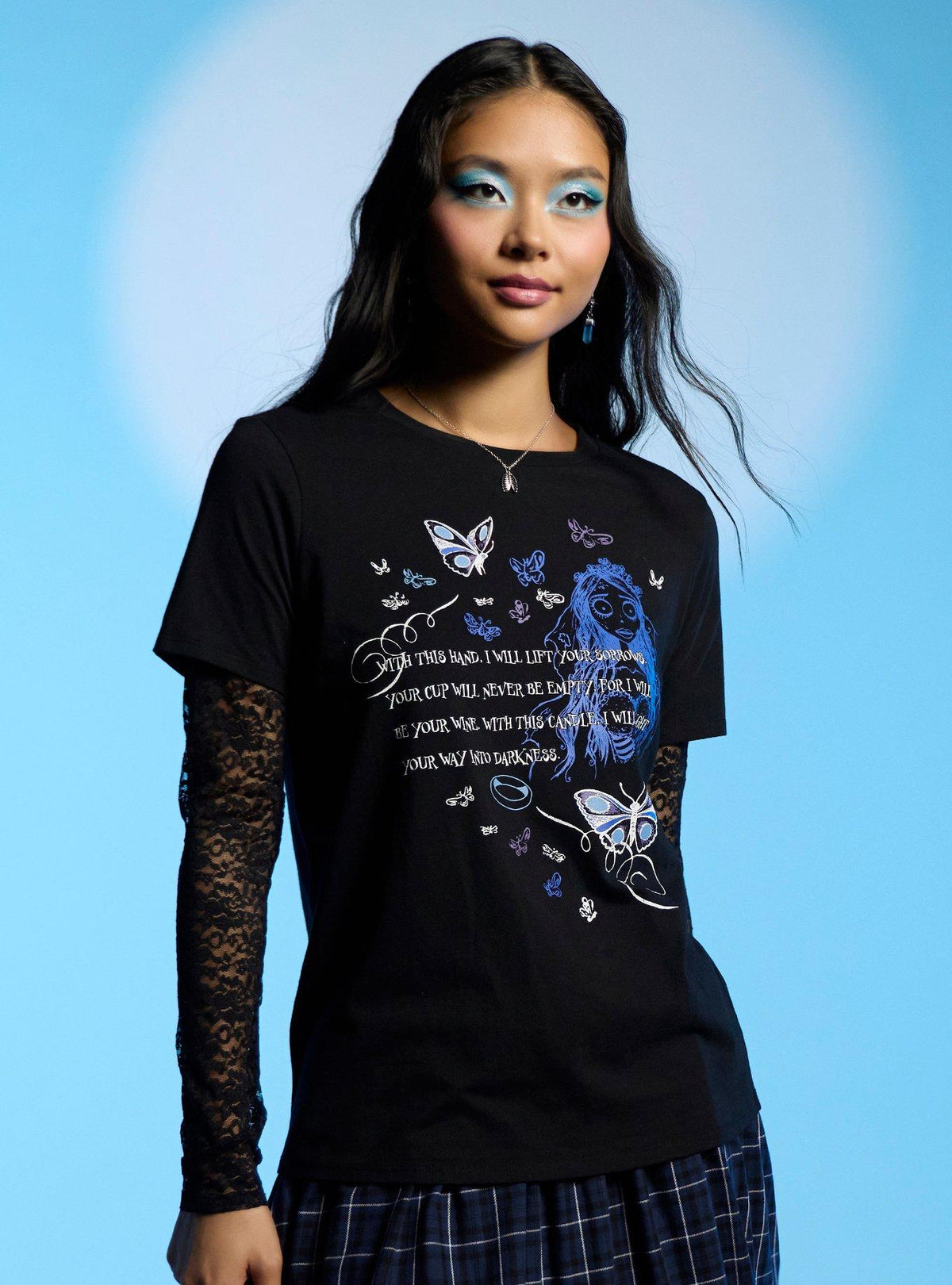 Corpse Bride Emily Vows Lace Girls Twofer T-Shirt
