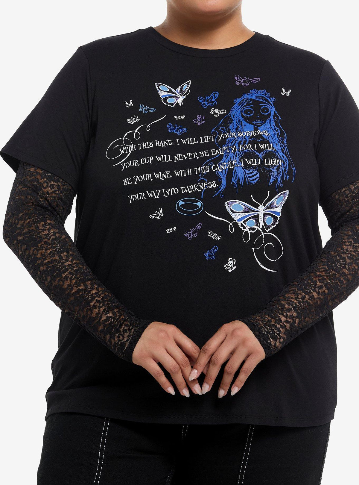 Corpse Bride Emily Vows Lace Girls Twofer T-Shirt Plus Size
