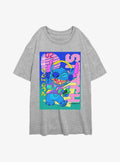 island alien duo Retro Groovy cute blue alien Girls Oversized T-Shirt