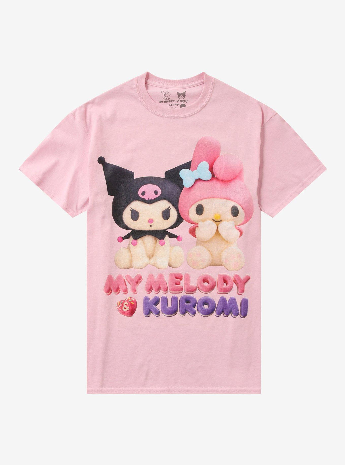 My Melody Kuromi Duo Pastel Pink Girls T-Shirt