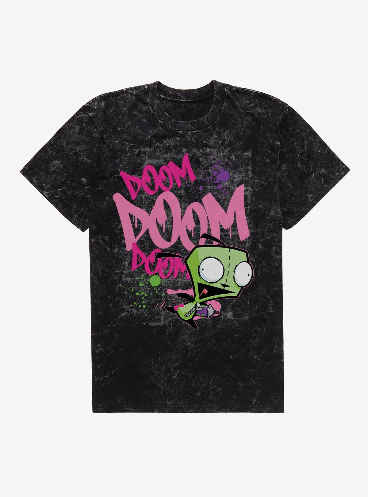 Invader Zim Doom Graffiti GIR Mineral Wash T-Shirt