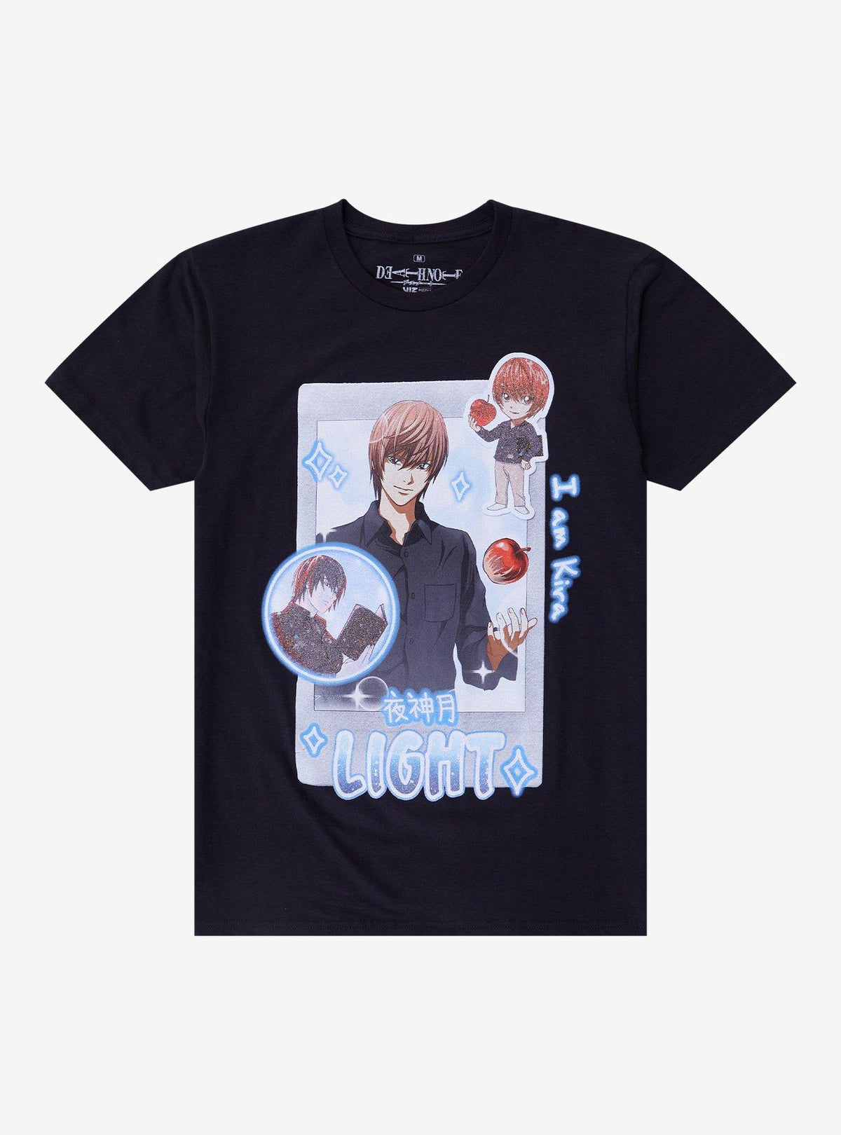 dark mystery anime Light Chibi Glitter T-Shirt