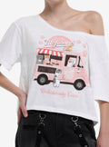 Mofusand Sweets Truck Girls Off-The-Shoulder T-Shirt