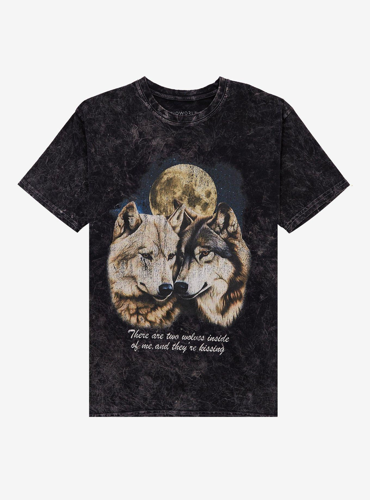 Two Wolves Kissing Dark Wash T-Shirt