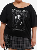 Wednesday Thing Portrait Off-Shoulder Girls T-Shirt Plus Size