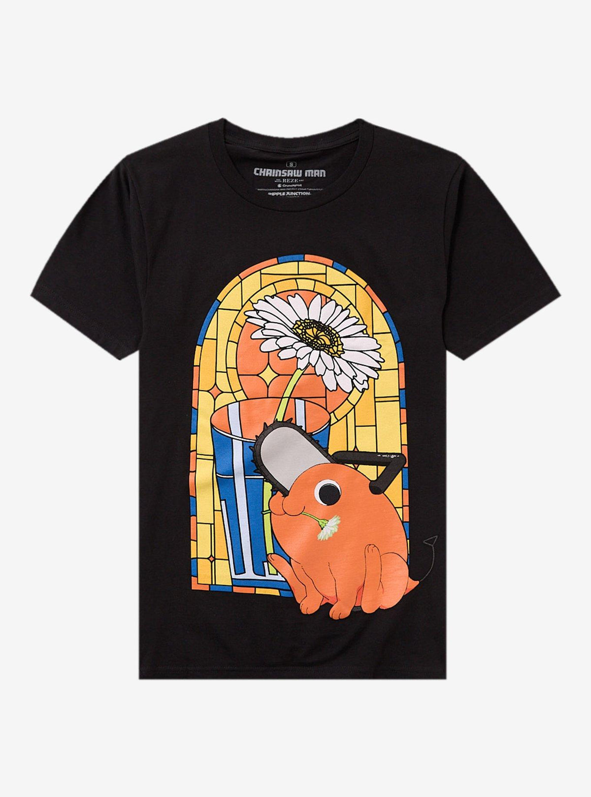 dark anime Pochita Stained Glass T-Shirt
