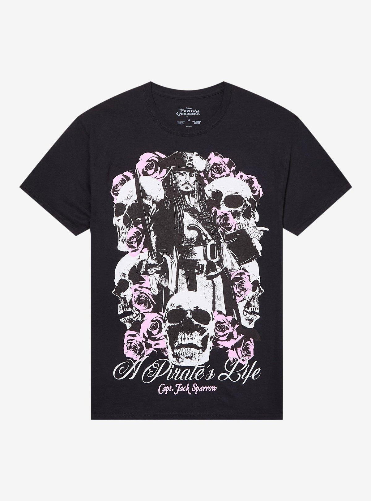Pirates Of The Caribbean Jack Sparrow Skulls Roses T-Shirt