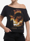 Feminine Rage Dragon Off-Shoulder Girls T-Shirt