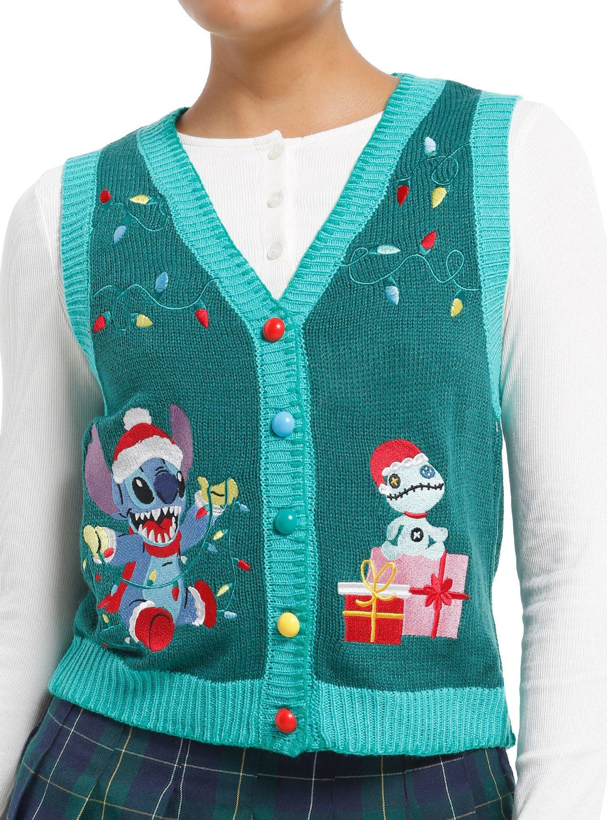 cute blue alien Holiday Girls Sweater Vest