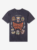 Stranger Things Badge Icons Dark Wash T-Shirt