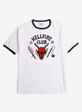 Stranger Things Hellfire Club Black White Ringer T-Shirt