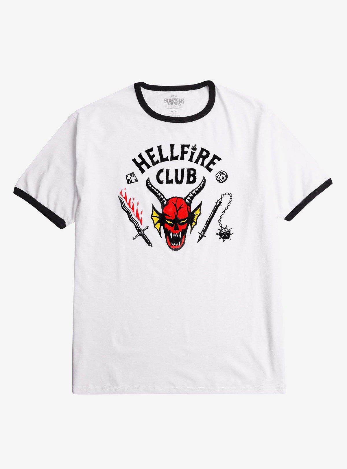 Stranger Things Hellfire Club Black White Ringer T-Shirt