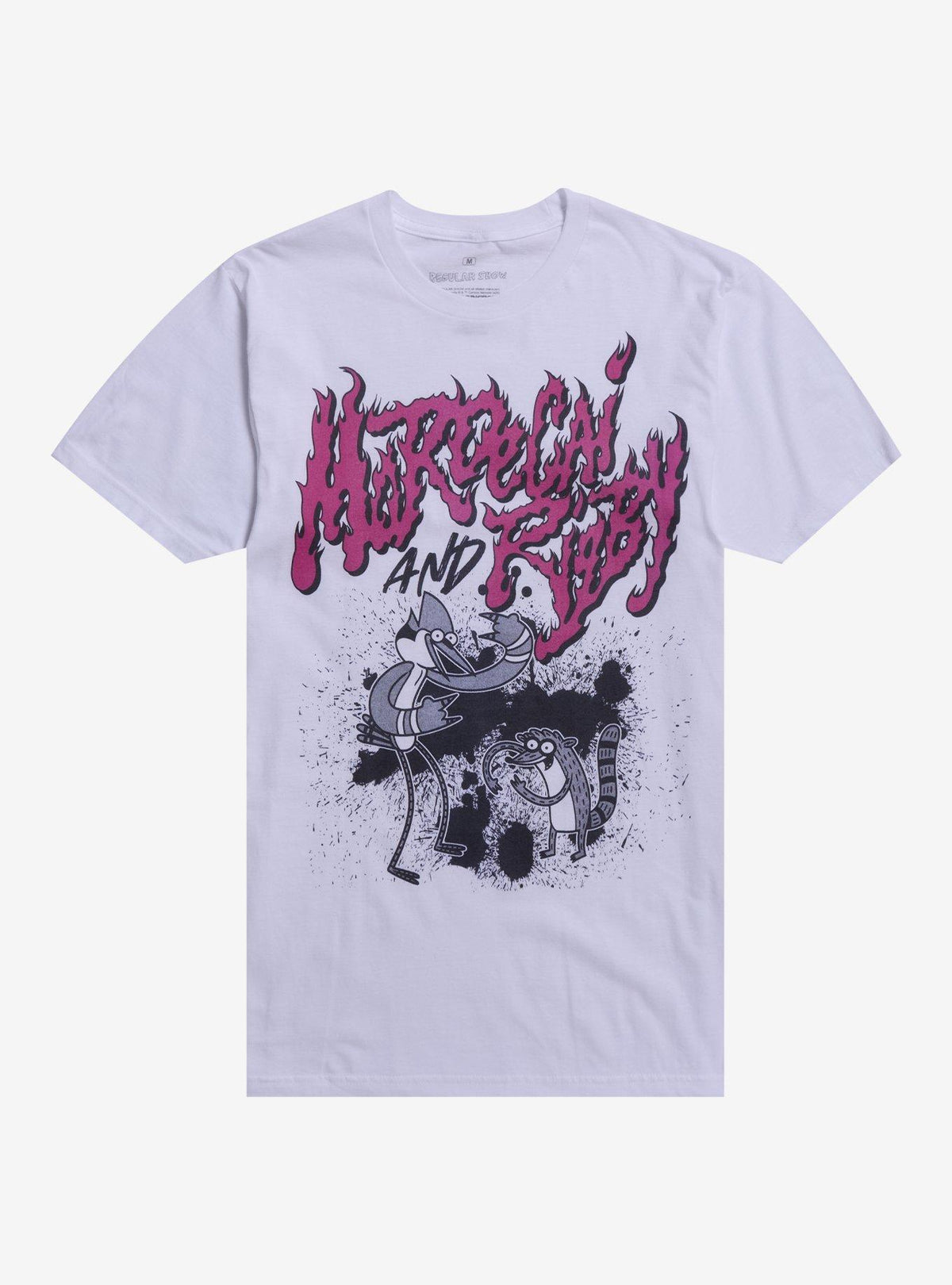 Regular Show Mordecai and Rigby Flame Font T-Shirt