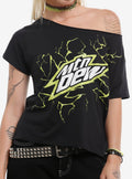 Mountain Dew Lightning Off-Shoulder Girls T-Shirt