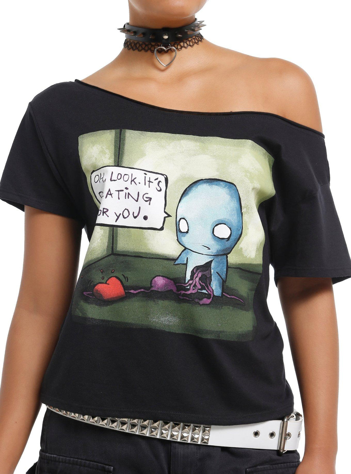 Pon And Zi Heart Beating For You Girls Off-The-Shoulder T-Shirt