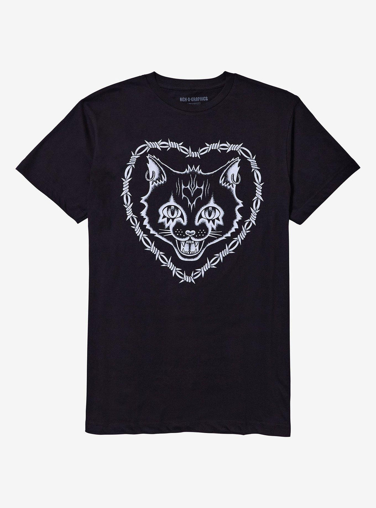 Cat Barbed Wire Heart Tattoo T-Shirt