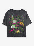 Invader ZIM Doodle Zim Girls Mineral Wash Crop T-Shirt
