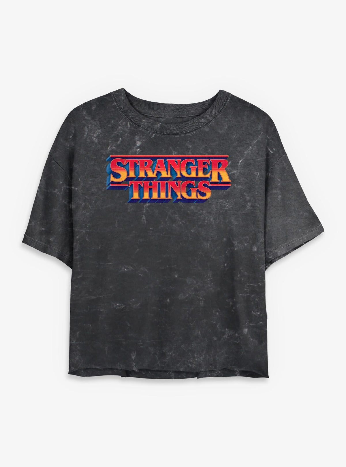 Stranger Things Retro Logo Girls Mineral Wash Crop T-Shirt