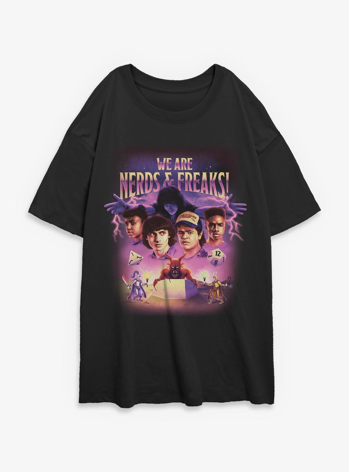 Stranger Things We Are Nerds Freaks Retro Girls Oversized T-Shirt