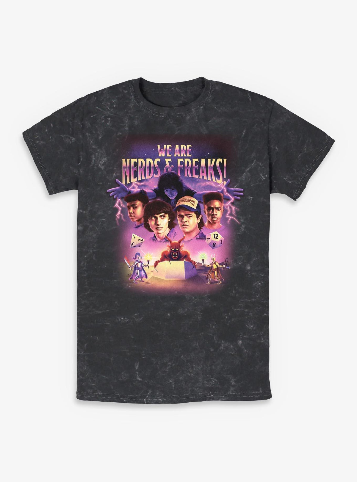 Stranger Things We Are Nerds Freaks Retro Mineral Wash T-Shirt