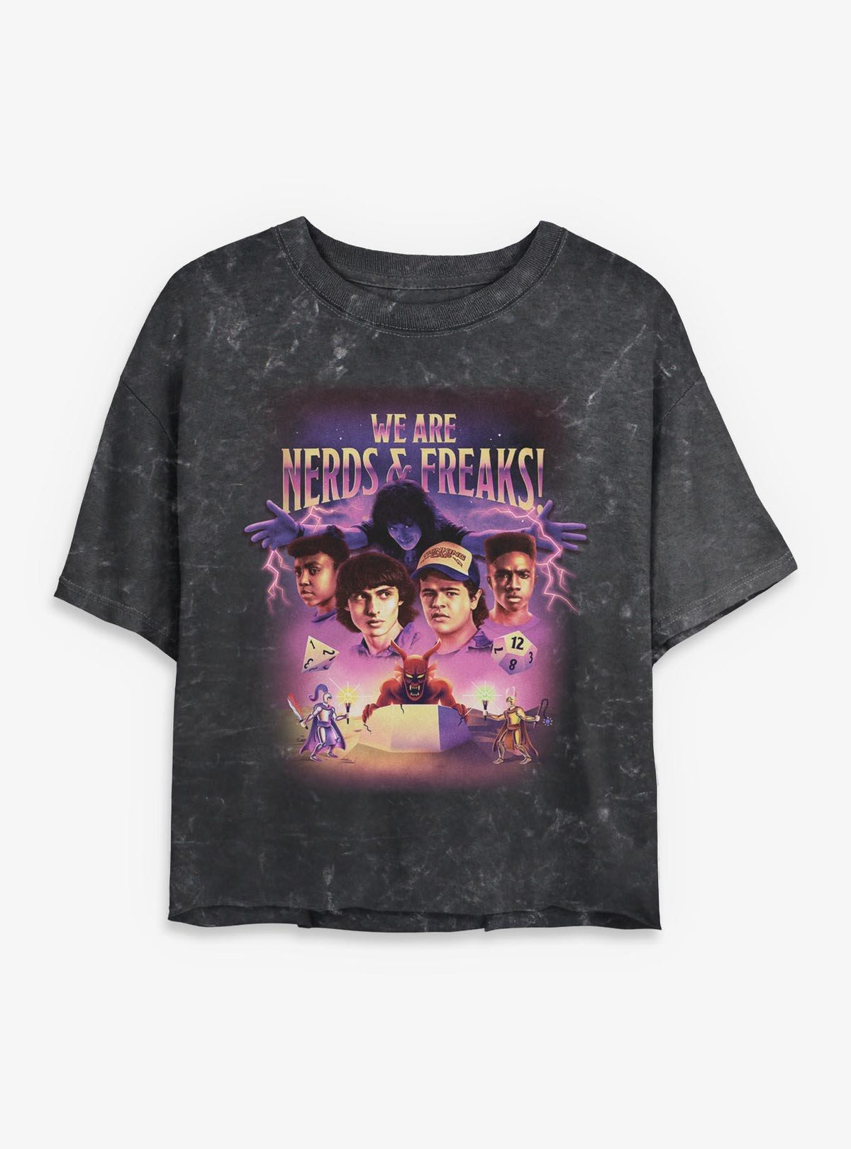 Stranger Things We Are Nerds Freaks Retro Girls Mineral Wash Crop T-Shirt