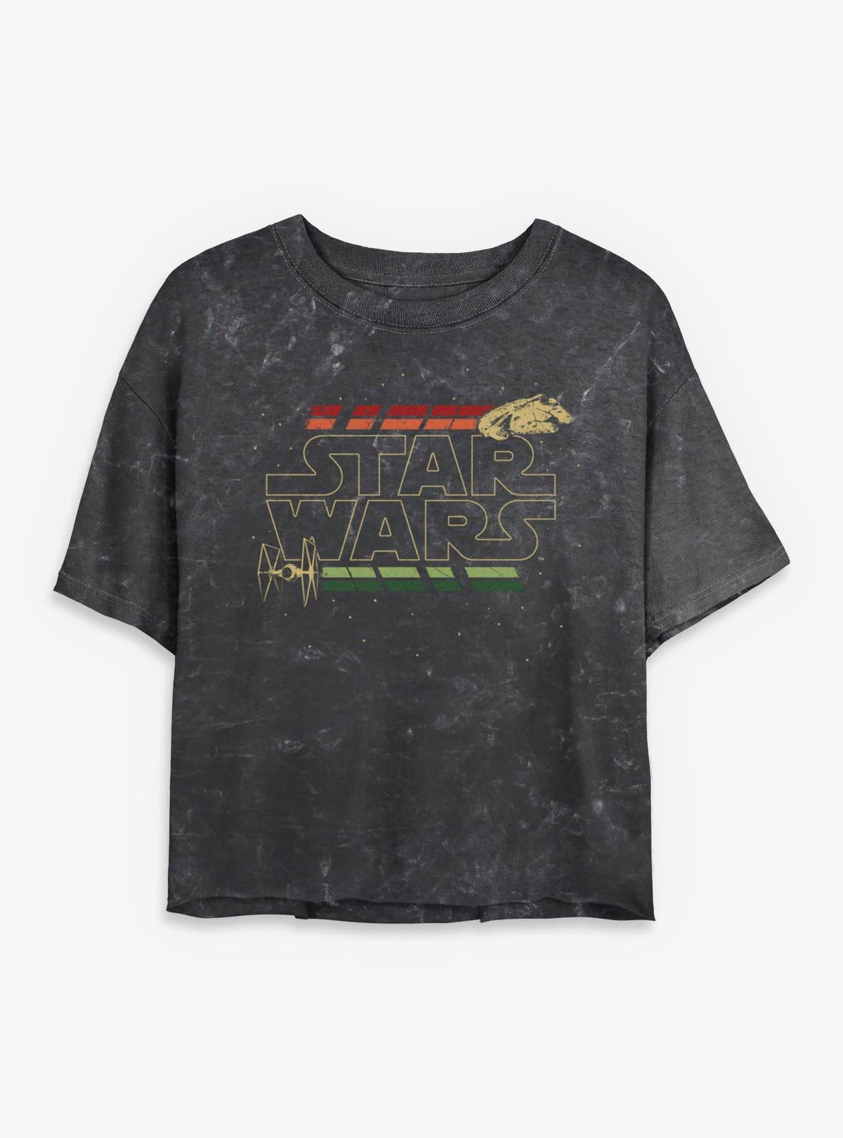 space adventure Retro Wars Girls Mineral Wash Crop T-Shirt
