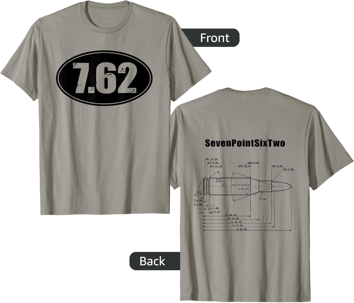 7 62 Sks Ak47 Rifle Ammo Gun Bullet Size Dbl Sided Shirt T Shirt Minimal Style