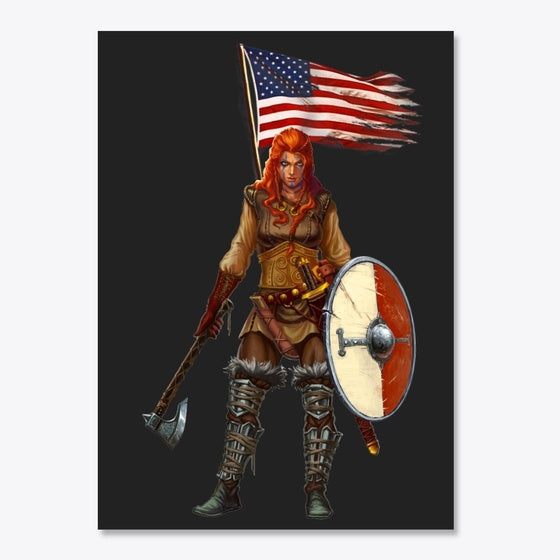 Viking Lady American Flag